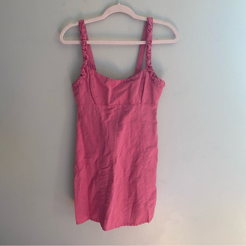 Zara Pink Linen Cotton blend mini Dress S